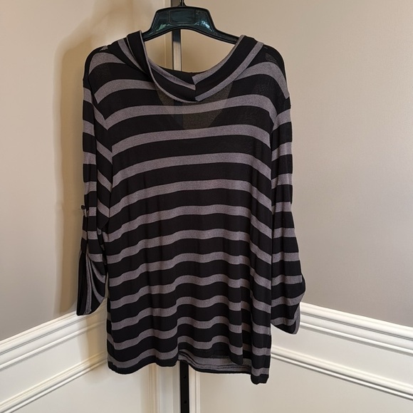 INC international concepts black and gray striped cowl neck sweater size 2X - Picture 5 of 8